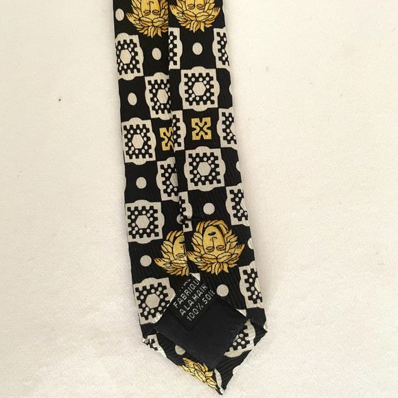 GIANNI VERSACE - Black,White, Gold squares silk tie - Picture 4 of 4